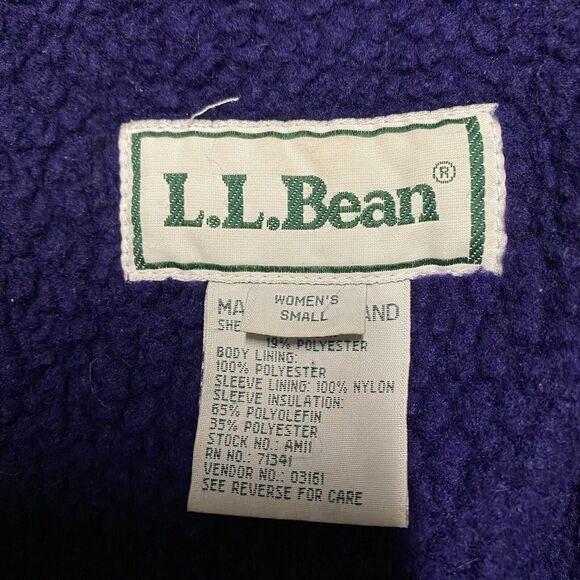 Vintage LL Bean Nylon Jacket Women's Small Purple Fleece Line Deep Pile Ski - Picture 2 of 12